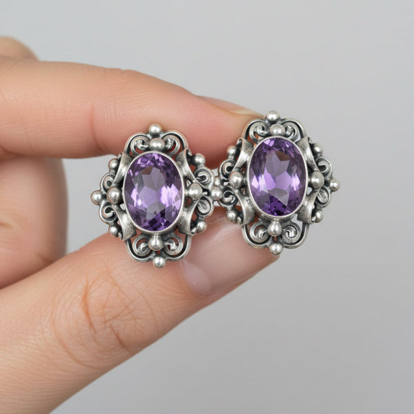 Vintage Peruzzi Art Deco Amethyst Earrings