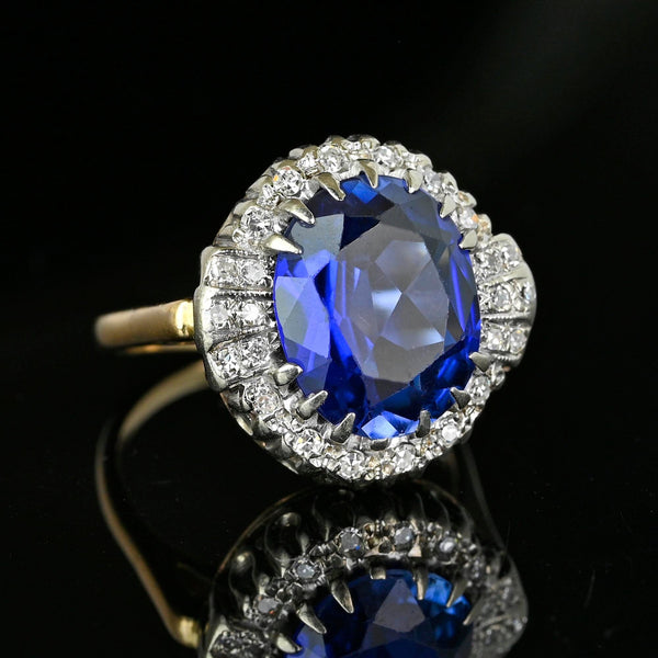 Vintage Diamond Halo Cluster 6 CTW Sapphire Ring - Boylerpf