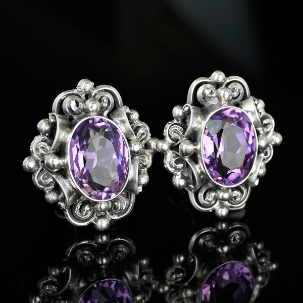 Vintage Peruzzi Art Deco Amethyst Earrings