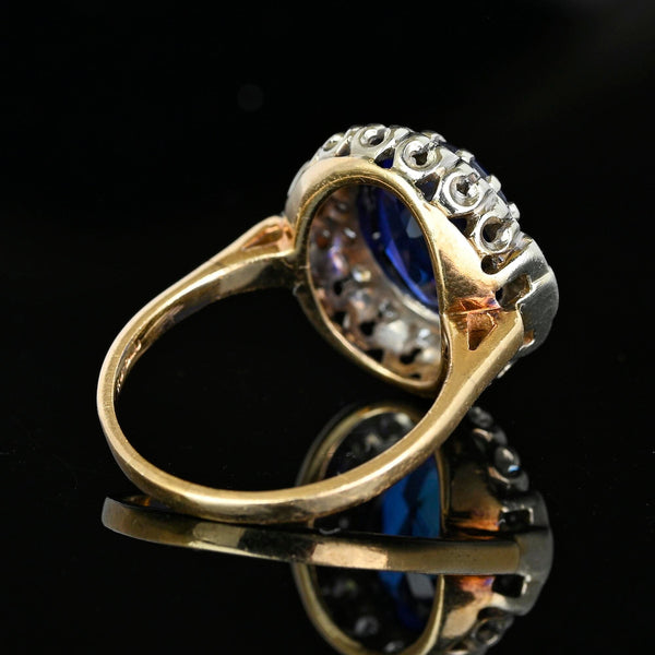 Vintage Diamond Halo Cluster 6 CTW Sapphire Ring - Boylerpf