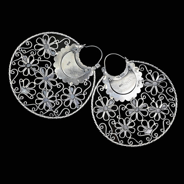 Vintage Mexican Sterling Silver Filigree Dove Earrings, 3 1/4 inches