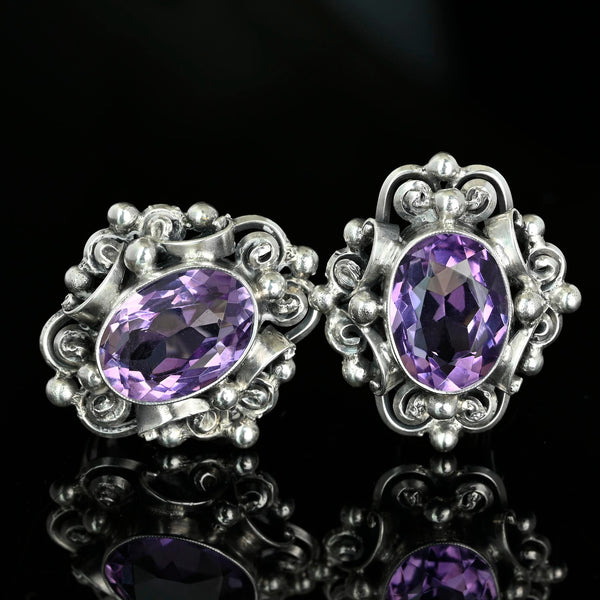 Vintage Peruzzi Art Deco Amethyst Earrings