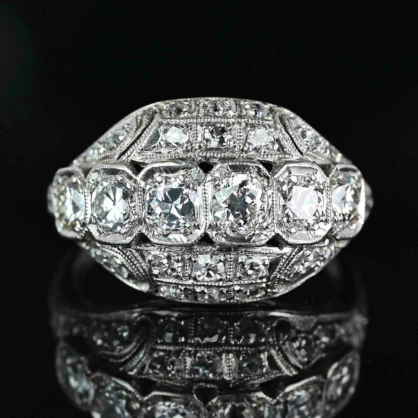 Art Deco Platinum 1 Carat Diamond Dome Ring - Boylerpf