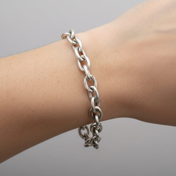 Antique Birmingham Sterling Silver Oval Link Bracelet