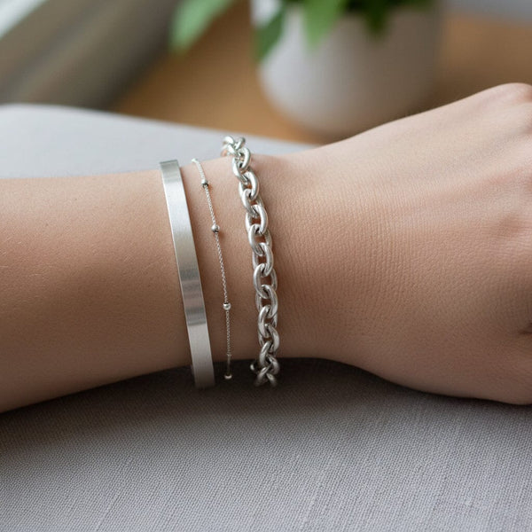 Antique Birmingham Sterling Silver Oval Link Bracelet