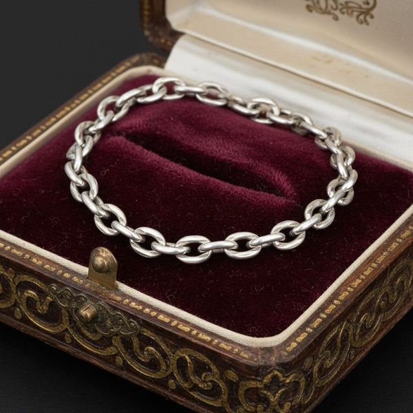 Antique Birmingham Sterling Silver Oval Link Bracelet