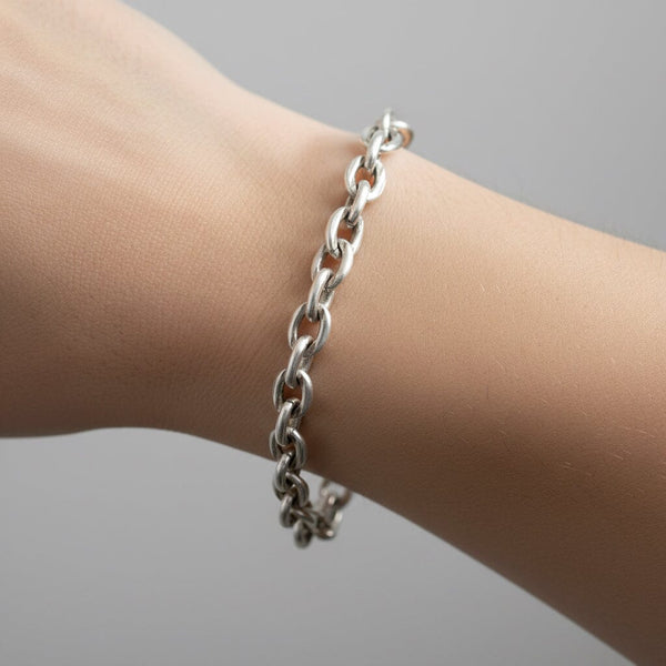 Antique Birmingham Sterling Silver Oval Link Bracelet