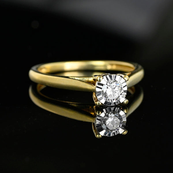 Vintage Estate Gold Diamond Solitaire Engagement Ring - Boylerpf