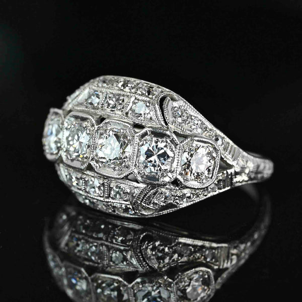 Art Deco Platinum 1 Carat Diamond Dome Ring - Boylerpf