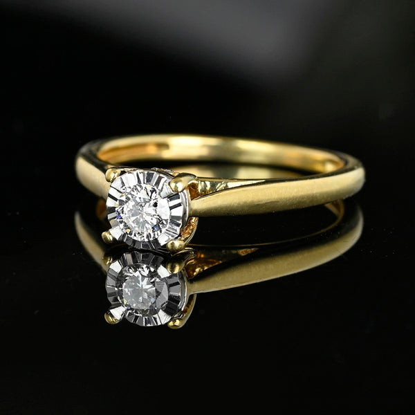 Vintage Estate Gold Diamond Solitaire Engagement Ring - Boylerpf