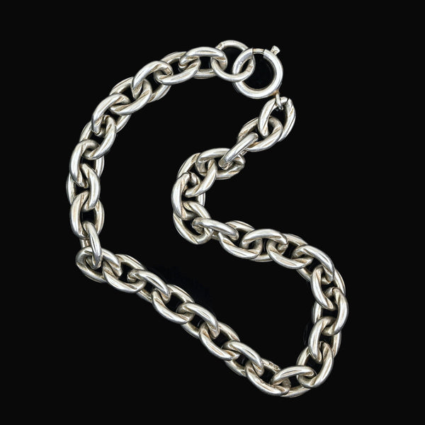 Antique Birmingham Sterling Silver Oval Link Bracelet