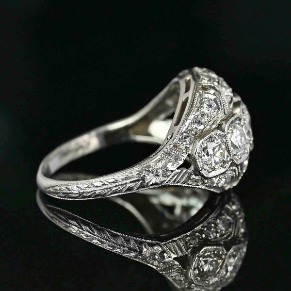 Art Deco Platinum 1 Carat Diamond Dome Ring - Boylerpf