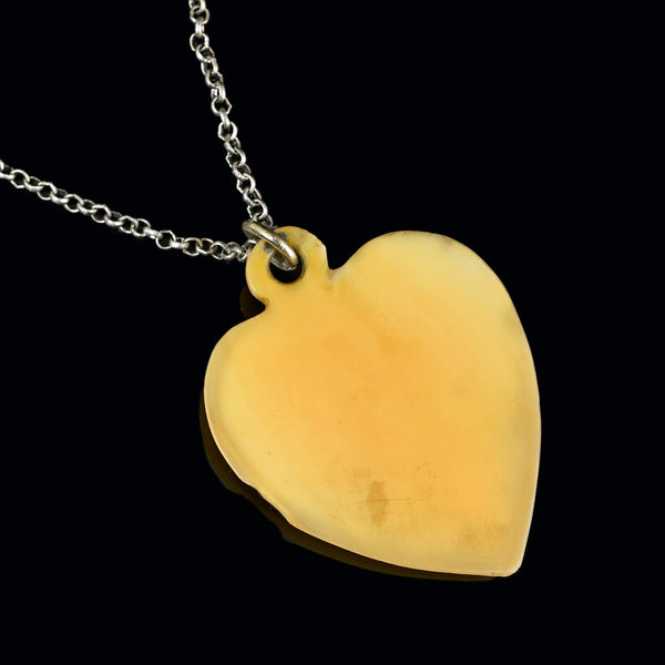 Antique Victorian Carved Oak Leaf Acorn Heart Pendant