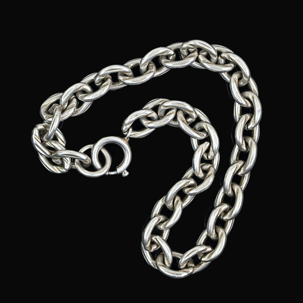 Antique Birmingham Sterling Silver Oval Link Bracelet