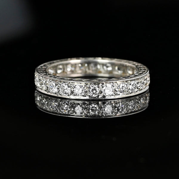 Exquisite Full Eternity Platinum Diamond Wedding Ring Band, 1+ CTW - Boylerpf