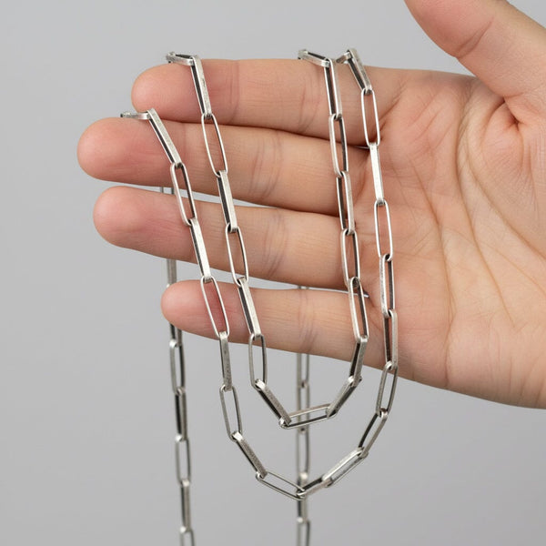 Antique Sterling Silver Paperclip Chain Necklace 24.75 - Boylerpf