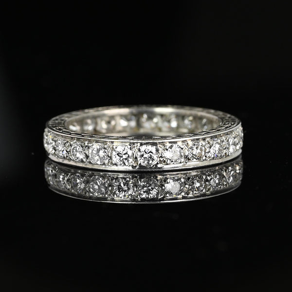 Exquisite Full Eternity Platinum Diamond Wedding Ring Band, 1+ CTW - Boylerpf