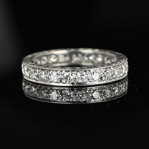 Exquisite Full Eternity Platinum Diamond Wedding Ring Band, 1+ CTW - Boylerpf