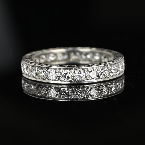 Exquisite Full Eternity Platinum Diamond Wedding Ring Band, 1+ CTW - Boylerpf