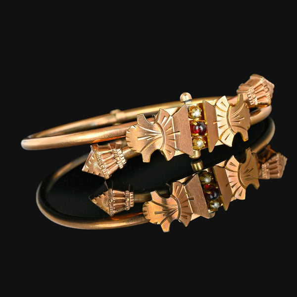 Victorian Wedding Bandle Bracelet w Garnet and Pearls - Boylerpf