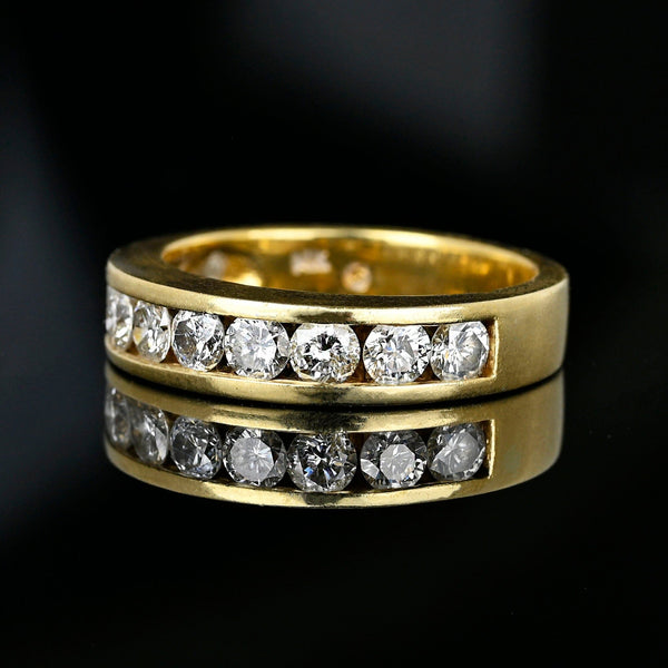 Vintage 1 Carat Diamond Half Eternity Ring Band in 14K Gold - Boylerpf