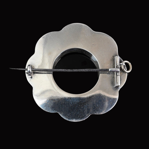 Large Antique Scottish Agate Brooch Pendant, C. 1860s