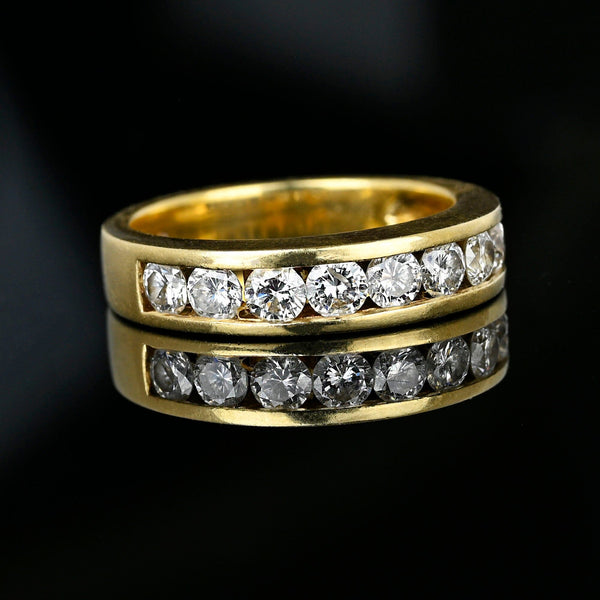 Vintage 1 Carat Diamond Half Eternity Ring Band in 14K Gold - Boylerpf