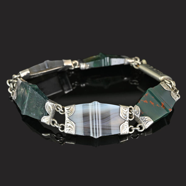 Antique Victorian Bloodstone Scottish Moss Agate Bracelet - Boylerpf