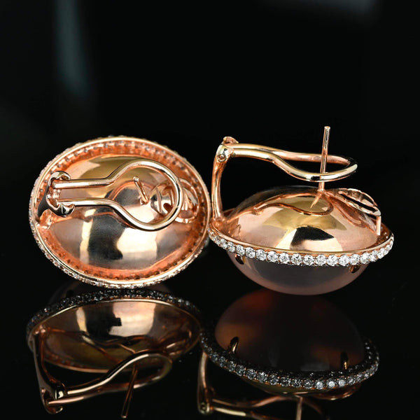 18K Rose Gold Rose Quartz Diamond Halo Earrings