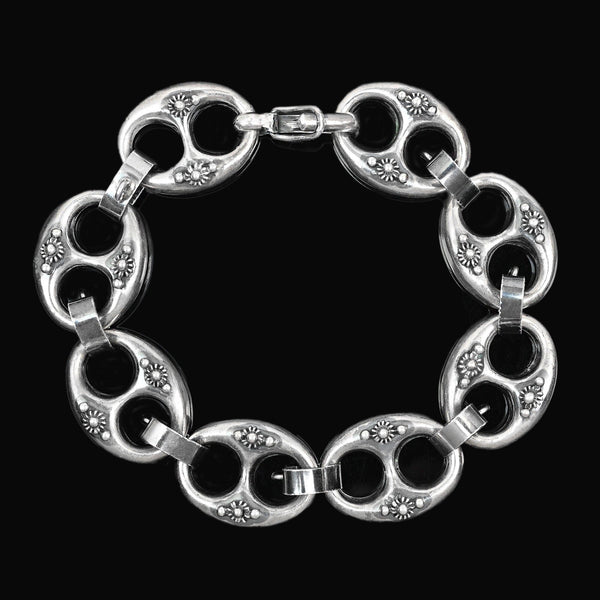 Antique Victorian Sterling Silver Etruscan Mariner Bracelet