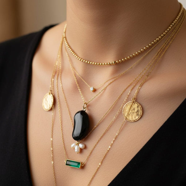 Vintage 9K Gold Black Whitby Jet Bean Pendant - Boylerpf