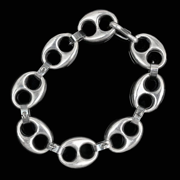 Antique Victorian Sterling Silver Etruscan Mariner Bracelet