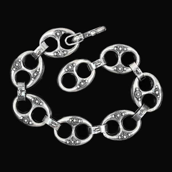 Antique Victorian Sterling Silver Etruscan Mariner Bracelet