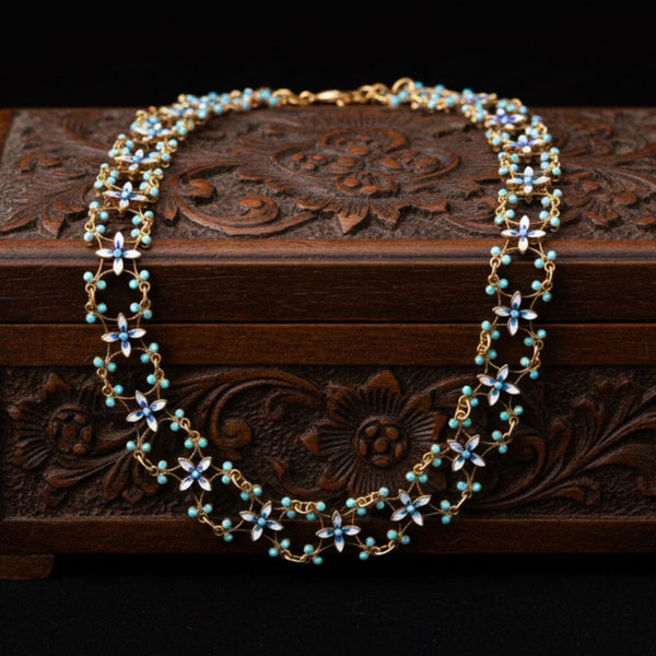 Antique CG Hallberg Swedish Enamel Silver Necklace, C. 1897