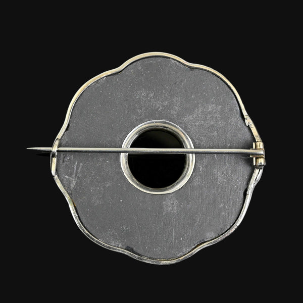Antique Victorian Scottish Agate Brooch Sterling Silver Pin - Boylerpf
