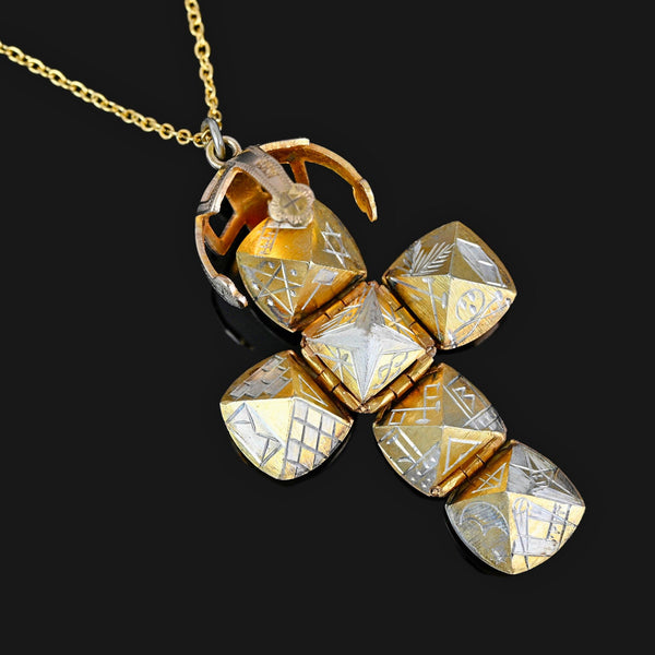 Antique Gold Masonic Orb Ball Pendant, Opening Cross – Boylerpf