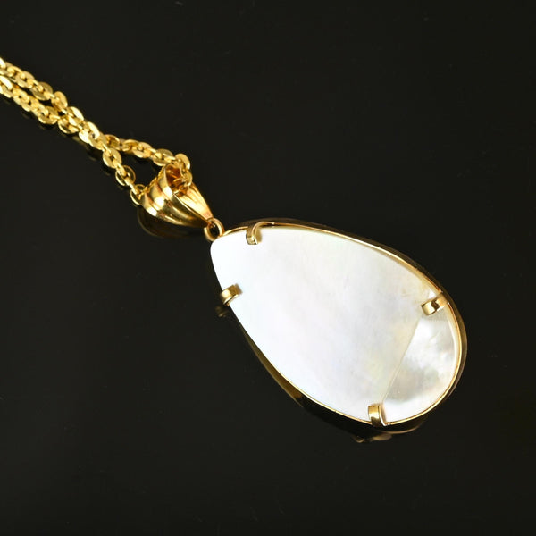 Vintage 18K Gold Large Mabe Pearl Pendant Necklace - Boylerpf