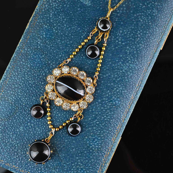 Victorian Revival Diamond Paste Bullseye Agate Pendant - Boylerpf