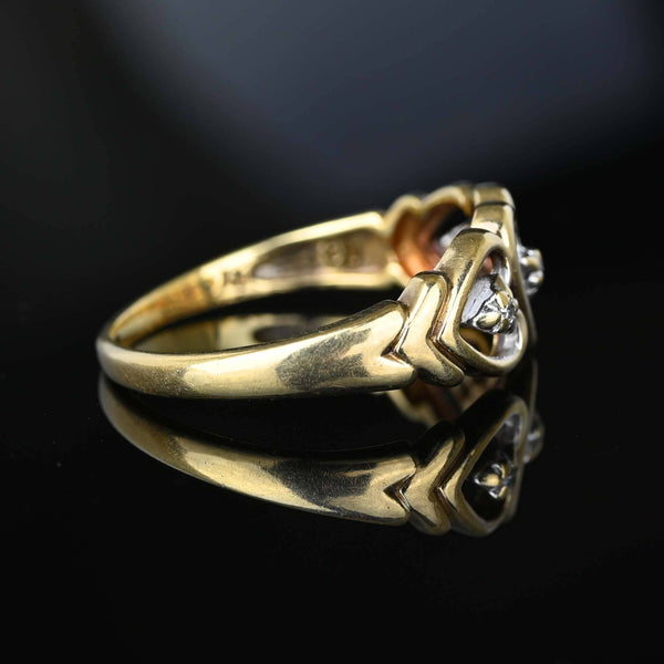 Vintage Gold Diamond Triple Heart Ring - Boylerpf