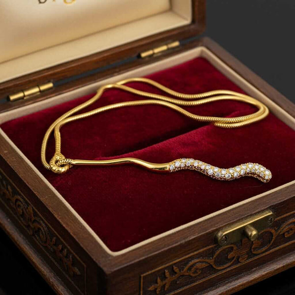 Tiffany & Co Diamond Snake Necklace 18K Gold Pendant - Boylerpf