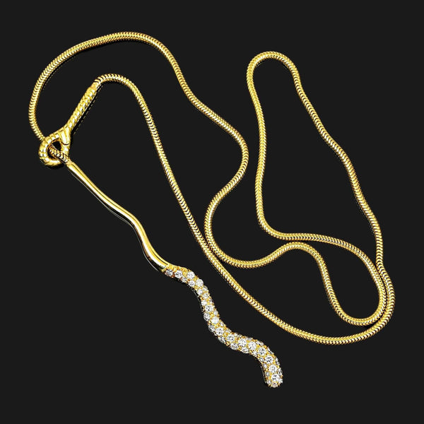 Tiffany & Co Diamond Snake Necklace 18K Gold Pendant - Boylerpf