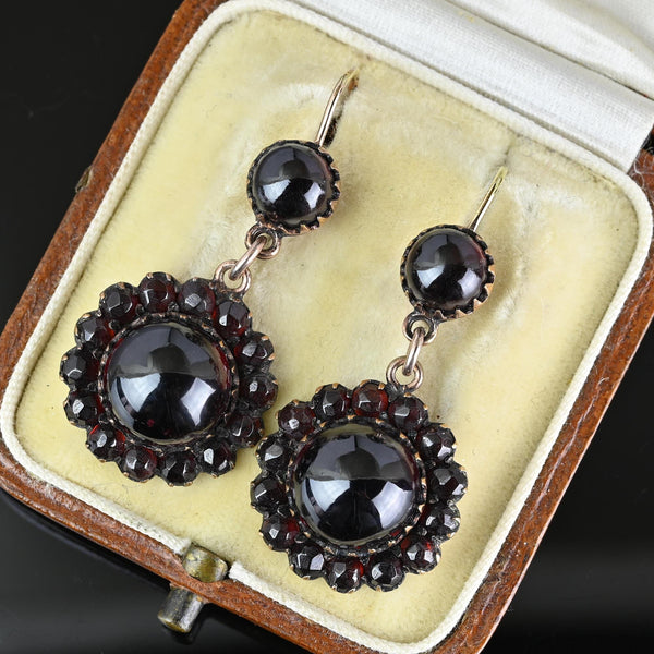 Antique Gold Victorian Bohemian Garnet Earrings - Boylerpf