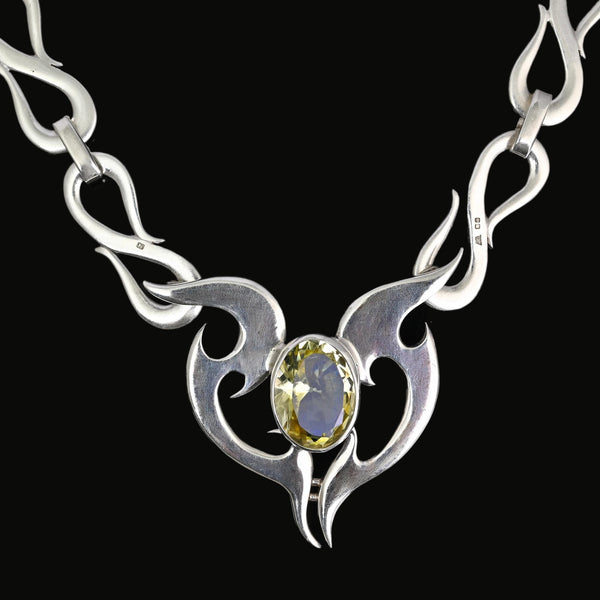 Amanda Birkett Sterling Silver Citrine Modernist Necklace