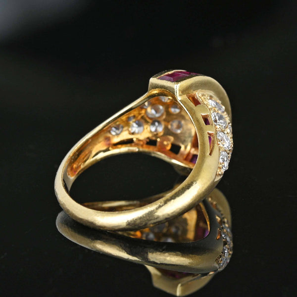 Vintage Gold Roll Top Dome Ruby 1 CTW Diamond Ring - Boylerpf