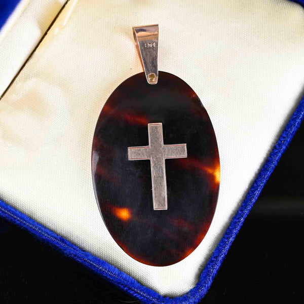 Antique 9K Rose Gold Cross Pique Pendant - Boylerpf