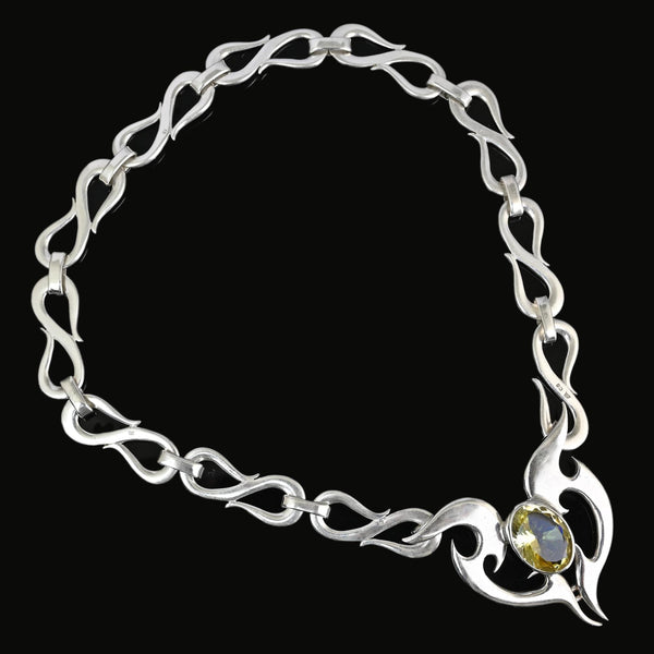 Amanda Birkett Sterling Silver Citrine Modernist Necklace