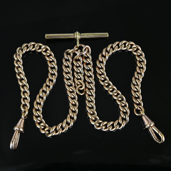 Edwardian Rolled Gold Double Albert Watch Chain Necklace - Boylerpf