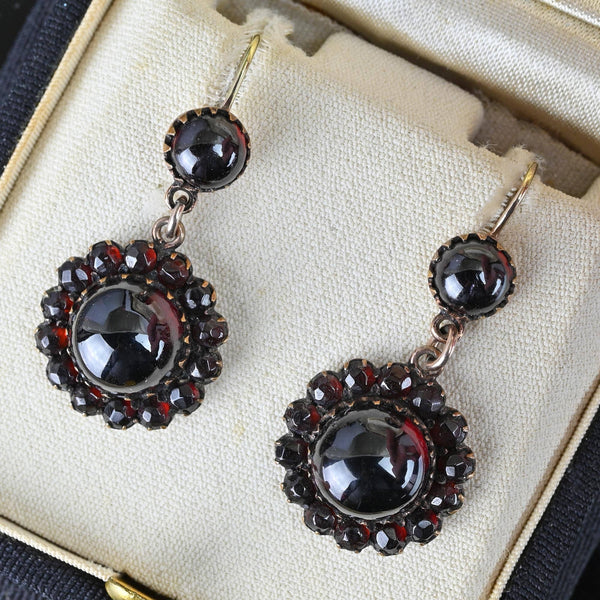 Antique Gold Victorian Bohemian Garnet Earrings - Boylerpf