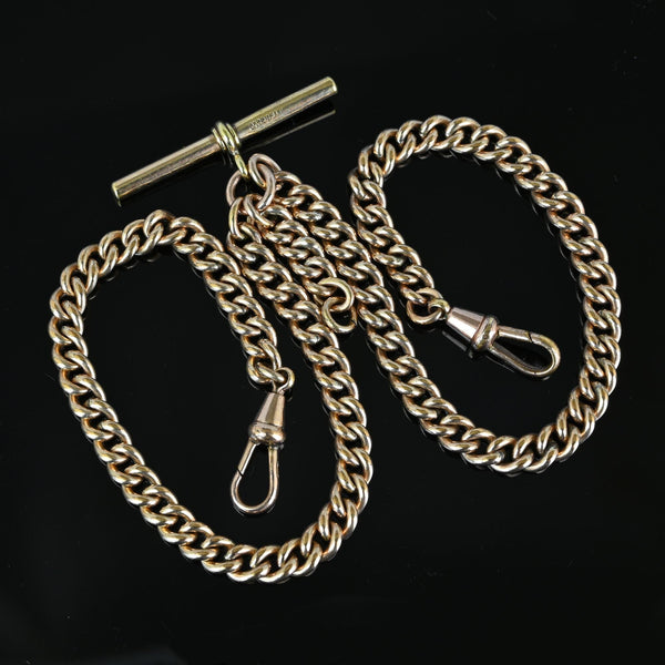 Edwardian Rolled Gold Double Albert Watch Chain Necklace - Boylerpf