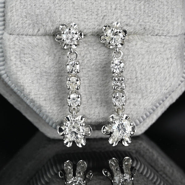Vintage Art Deco Style 1.5 CTW Diamond Dangle Earrings - Boylerpf